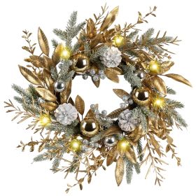 Christmas Wreath 20 Inch Christmas Door Decoration Garland With Warm Lights