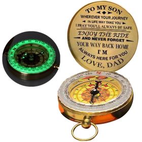 Luminous Compass Dad To Son Enjoy The Ride Gift for Camping Outdoor Activities Navigation Tool