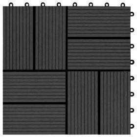 vidaXL 11 pcs Decking Tiles WPC 11.8"x11.8" 1 sqm Black