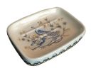 Color Painted Peacock Ceramic Soap Dish Rectangle Jewelry Plate