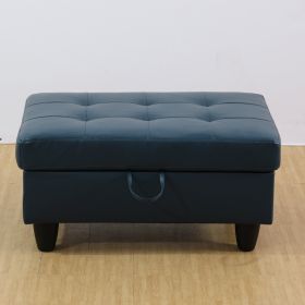 Peacock Blue Semi PU Synthetic Leather Storage Ottoman