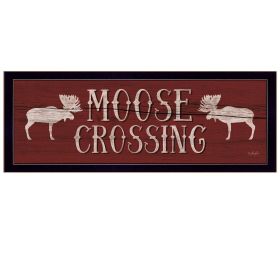 "Moose Crossing" By Lauren Rader, Printed Wall Art, Ready To Hang Framed Poster, Black Frame