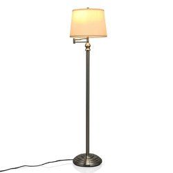 Swing Arm LED Floor Lamp with Hanging Fabric Shade