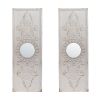 Set of 2 Large Wooden Wall Art Panels with Distressed White Finish and Round Mirror Accents,17" x 48"