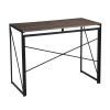 Folding Computer Desk Writing Table for Home Office Steel Frame Brown