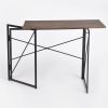 Folding Computer Desk Writing Table for Home Office Steel Frame Brown