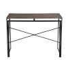 Folding Computer Desk Writing Table for Home Office Steel Frame Brown