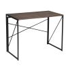 Folding Computer Desk Writing Table for Home Office Steel Frame Brown