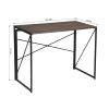 Folding Computer Desk Writing Table for Home Office Steel Frame Brown