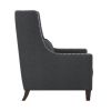 1pc Traditional Accent Chair with Pillow Nailhead Trim Dark Gray Polyester Upholstered Solid Wood Furniture Modern Living Room Chair