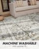 Distressed Persian Rug Machine Washable Gray and Cream