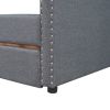 Upholstered Twin Size daybed with Two Drawers, Wood Slat Support, Gray