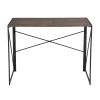 Folding Computer Desk Writing Table for Home Office Steel Frame Brown