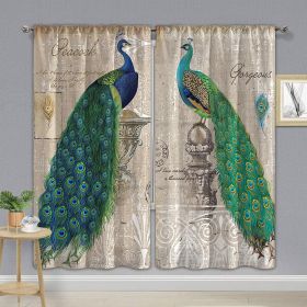 1 Pair Of Vintage Peacock Window Curtains (size: 29.53x65.35inch X 2pcs)