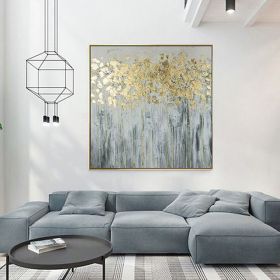 Oil Painting Handmade Hand Painted Wall Art Modern Gold Foil Tree Abstract  home corridor living room bedroom luxurious adornment painting (size: 120x120cm)