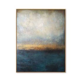 100% Hand Painted Abstract Oil Painting Wall Art Blue Minimalist Modern On Canvas Decor For Living Room Office No Frame (size: 150x220cm)