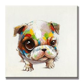 100% Hand Painted  Abstract Oil Painting Wall Art Modern Minimalist Cute Dog Fashion Picture Canvas Home Decor For Living Room No Frame (size: 120x120cm)