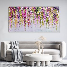 Hand Painted Oil Painting Abstract Floral Texture Canvas Oil Painting Colorful Wall Decor Art Modern Landscape Painting Living Room Decor Oil Painting (size: 150x220cm)