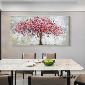 Handmade Oil Painting On Canvas Wall Art Decoration Modern Abstract Red Tree Picture For Home Decor Rolled Frameless Unstretched Painting (size: 90x120cm)