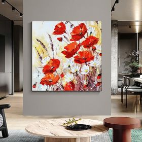 Hand Painted Oil Paintings Canvas Wall Art Decoration Modern Abstract Flowers Living Room Hallway Bedroom Luxurious Decorative Painting (size: 60x60cm)