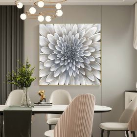 Handmade Oil Painting Original Abstract Flower oil Painting on Canvas Silver Texture Acrylic Painting Modern Floral Art Bedroom Home Decor Wall Art (size: 120x120cm)