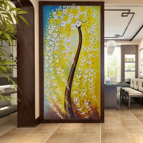 Hand Painted Oil Painting Modern Living Room Home Decor Wall Art Picture White Yellow Flower Tree Thick Palette Knife Oil Painting On Canvas Art (size: 40x80cm)