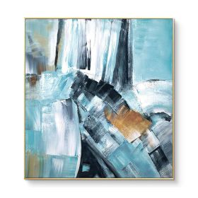 100% Modern Abstract Oil Painting large hand painted Abstract Painting Blue  Abstract Canvas for Wall Art Office Decoration (size: 80x80cm)