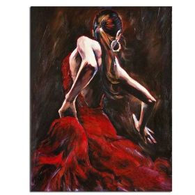 Ha's Art Handmade Abstract Oil Painting Wall Art Modern Beautiful Red Dancing Girl Picture Canvas Home Decor For Living Room Bedroom No Frame (size: 75x150cm)