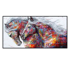 Two Running Horses Canvas Oil Painting Wall Art Pictures Modern Abstract Animal Prints and Posters for Living Room Decor No Frame (size: 40x80cm)