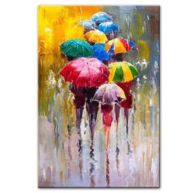 100% Hand Painted Abstract Oil Painting Wall Art Modern Figure Rain view On Canvas Home Decoration For Living Room No Frame (size: 50x70cm)