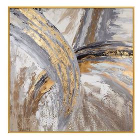 New Design High Quality Hand-painted Modern Golden Oil Painting on Canvas Modern Art Oil Painting for All Kinds of Wall Decor (size: 120x120cm)