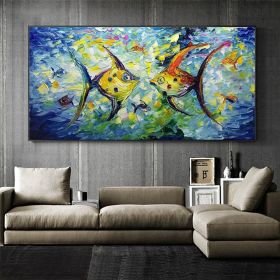 Modern Colorful Small Fish Abstract Wall Art Picture Poster Canvas Painting Living Room Home Office Decor (size: 60x90cm)