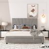 Queen Size Storage Bed Velvet Upholstered Platform Bed with a Big Drawer