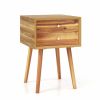 Mid-Century Wooden Multipurpose End Table with 2 Storage Drawers