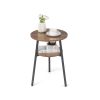 Simple Style 2-Tier Round End Table with Metal Frame