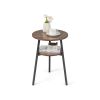 Simple Style 2-Tier Round End Table with Metal Frame