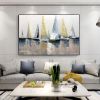 100% Hand Painted Abstract Modern Boat Pictures Art Oil Painting On Canvas Wall Art Wall Painting For Living Room Home Decoration