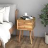 Mid-Century Wooden Multipurpose End Table with 2 Storage Drawers