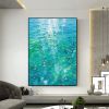 Hand Painted Oil Painting Large Abstract Water Surface Oil Painting on Canvas Original Blue Painting Living Room Home Decor Painting Modern Wall Art