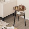 Simple Style 2-Tier Round End Table with Metal Frame