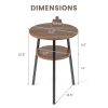 Simple Style 2-Tier Round End Table with Metal Frame