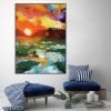 Hand Painted Oil Painting Abstract Sunset Glow Painting On Canvas Bright Textured Modern Canvas Wall Art For Living Room HomeDecoration Wall Painting