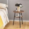 Simple Style 2-Tier Round End Table with Metal Frame