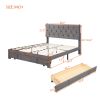 Queen Size Storage Bed Velvet Upholstered Platform Bed with a Big Drawer