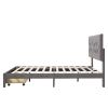 Queen Size Storage Bed Velvet Upholstered Platform Bed with a Big Drawer