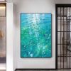 Hand Painted Oil Painting Large Abstract Water Surface Oil Painting on Canvas Original Blue Painting Living Room Home Decor Painting Modern Wall Art