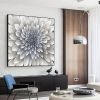 Handmade Oil Painting Original Abstract Flower oil Painting on Canvas Silver Texture Acrylic Painting Modern Floral Art Bedroom Home Decor Wall Art