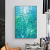 Hand Painted Oil Painting Large Abstract Water Surface Oil Painting on Canvas Original Blue Painting Living Room Home Decor Painting Modern Wall Art