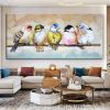 Handmade Oil Painting Abstract Colorful Birds oil Painting On Canvas Original Animal Wall Art Modern Acrylic Painting Living room Home Decor