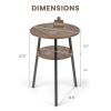 Simple Style 2-Tier Round End Table with Metal Frame